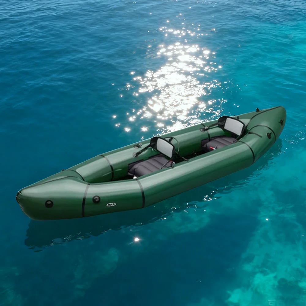 TREKKA 2-Person Inflatable Kayak Streamlined Patented Hull Lightweight Compact Design Spacious Interior for Recreation & Travel - Green - Image 2