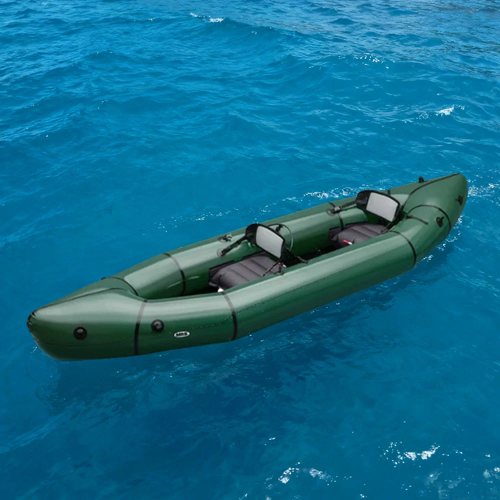 TREKKA 2-Person Inflatable Kayak Streamlined Patented Hull Lightweight Compact Design Spacious Interior for Recreation & Travel - Green - Image 4