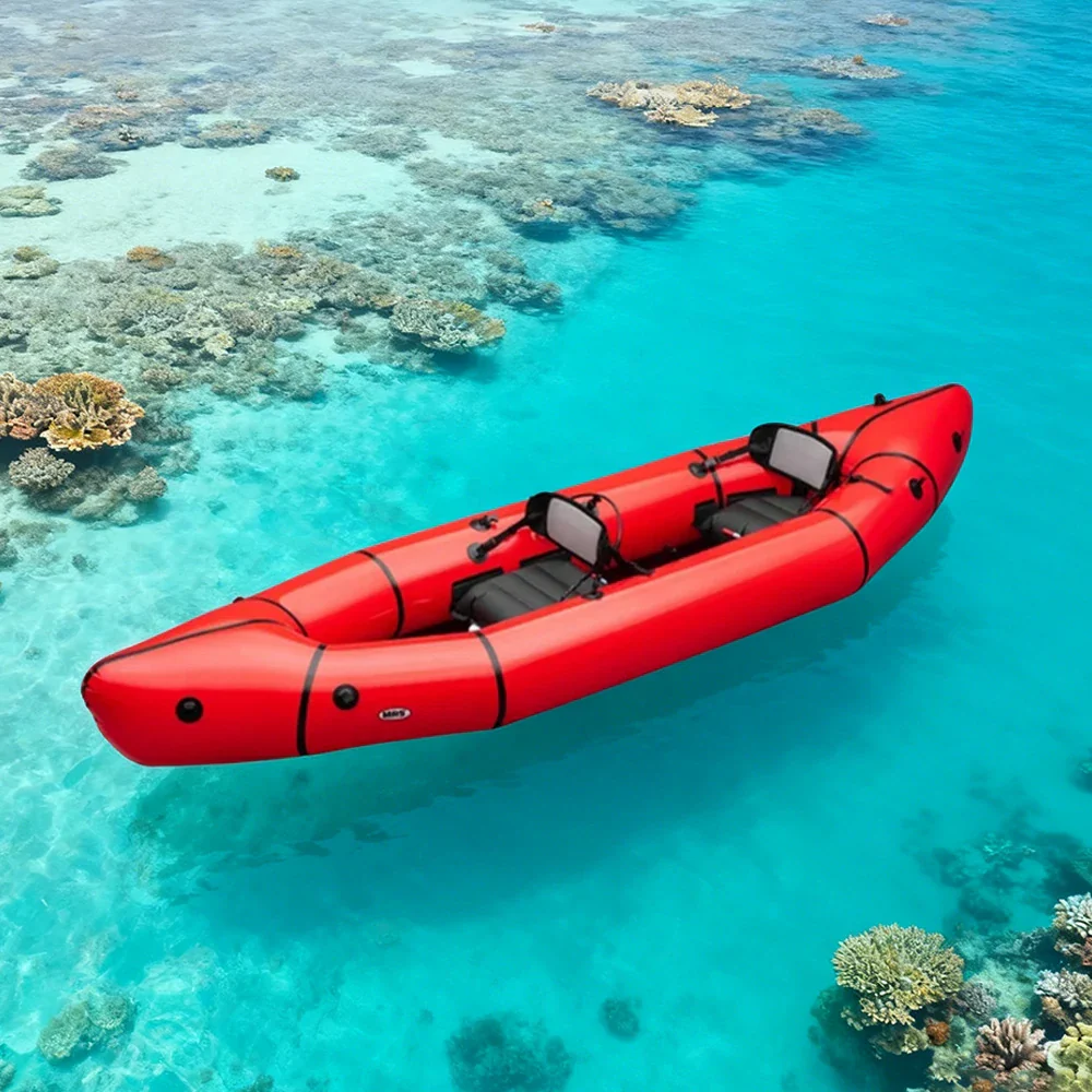 TREKKA 2-Person Inflatable Kayak Streamlined Patented Hull Lightweight Compact Design Spacious Interior for Recreation & Travel - Red - Image 2