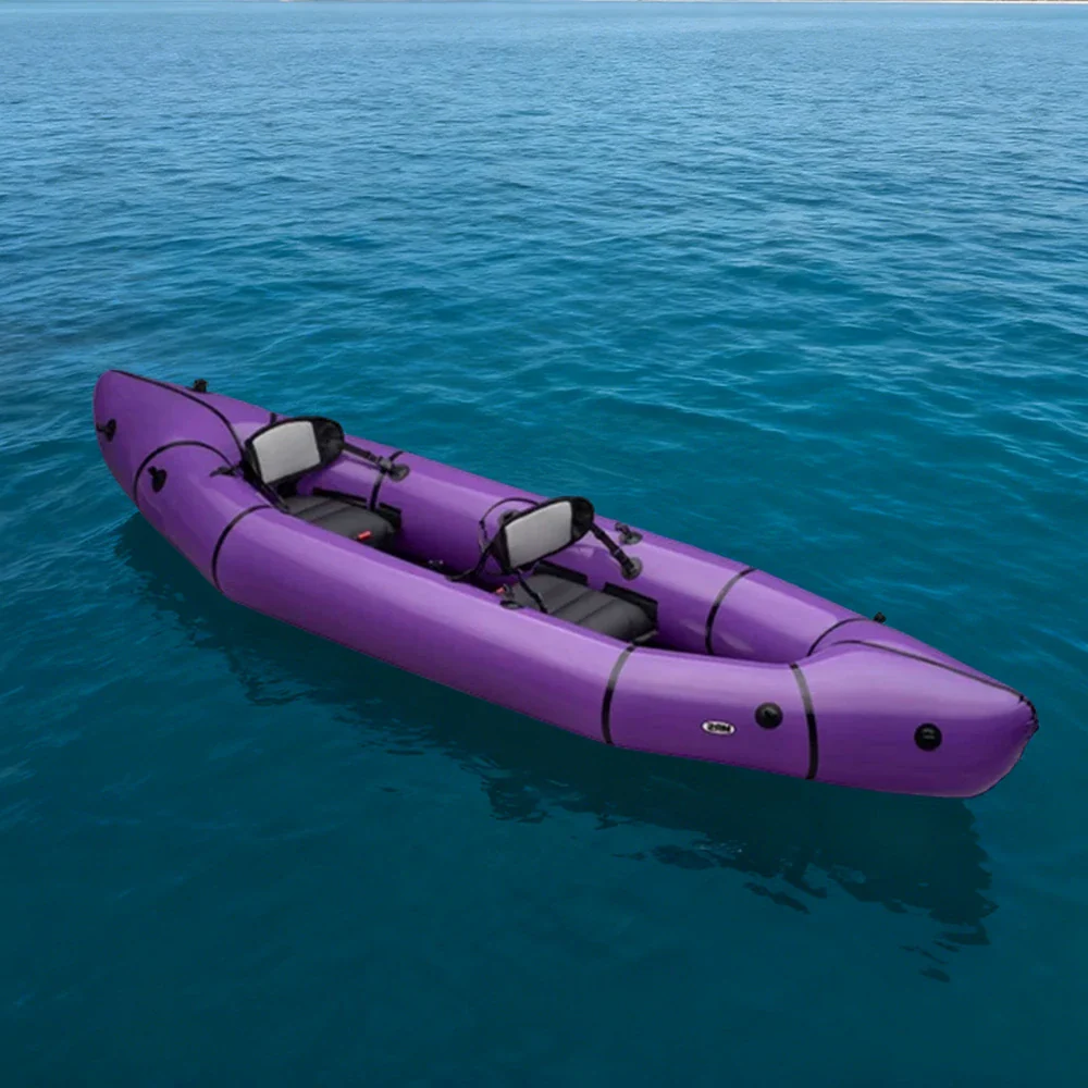 TREKKA 2-Person Inflatable Kayak Streamlined Patented Hull Lightweight Compact Design Spacious Interior for Recreation & Travel - Purple - Image 4