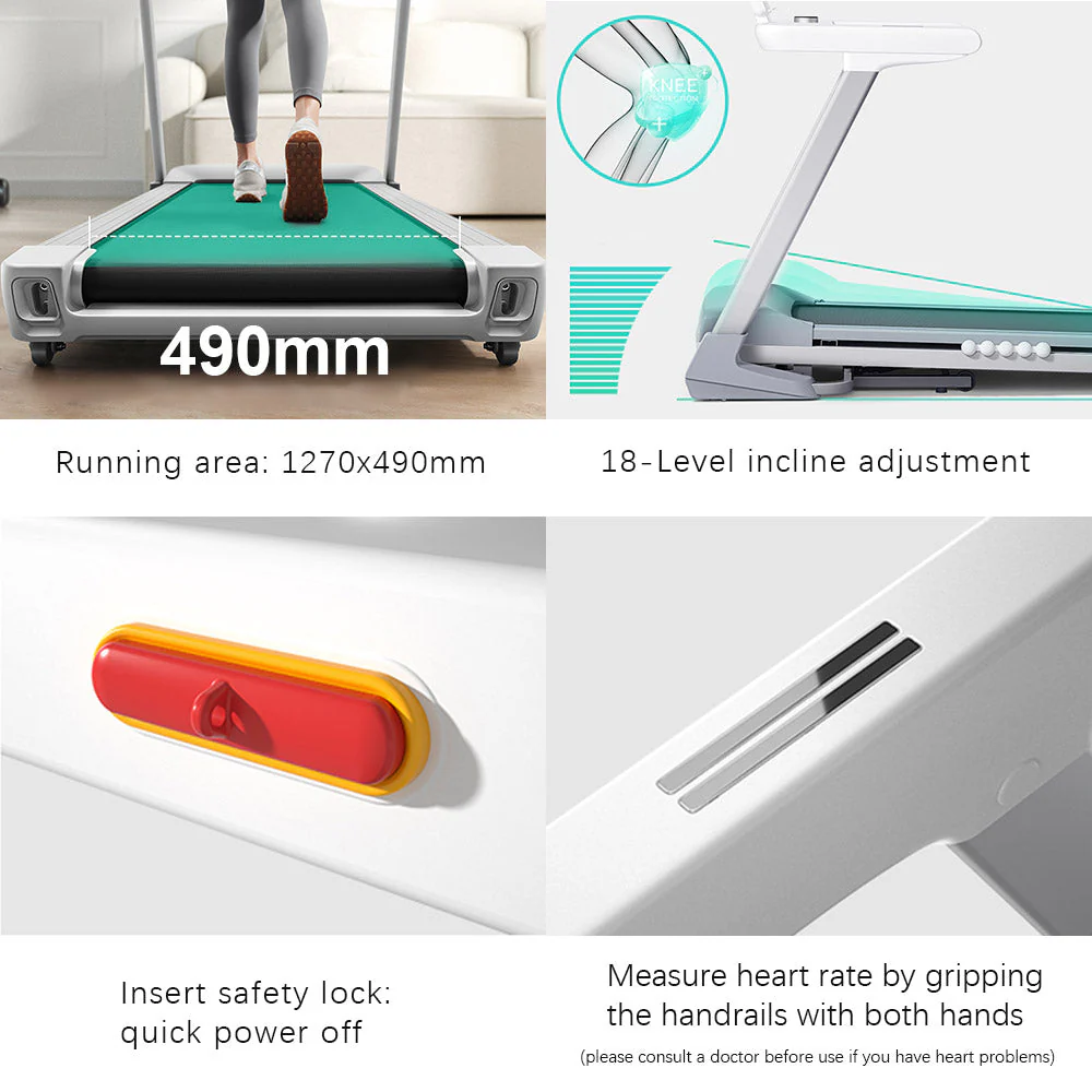 FITPRO X1P 2.5HP Contact Heart Rate Electric Treadmill Home Gym Train - White - Image 4