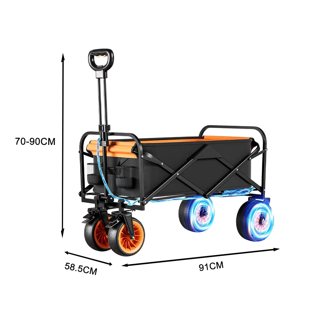 TREKKA ETC001 Electric Folding Camping Cart Portable Collapsible Wagon with Telescopic Pull Handle for Outdoor Use - Image 5