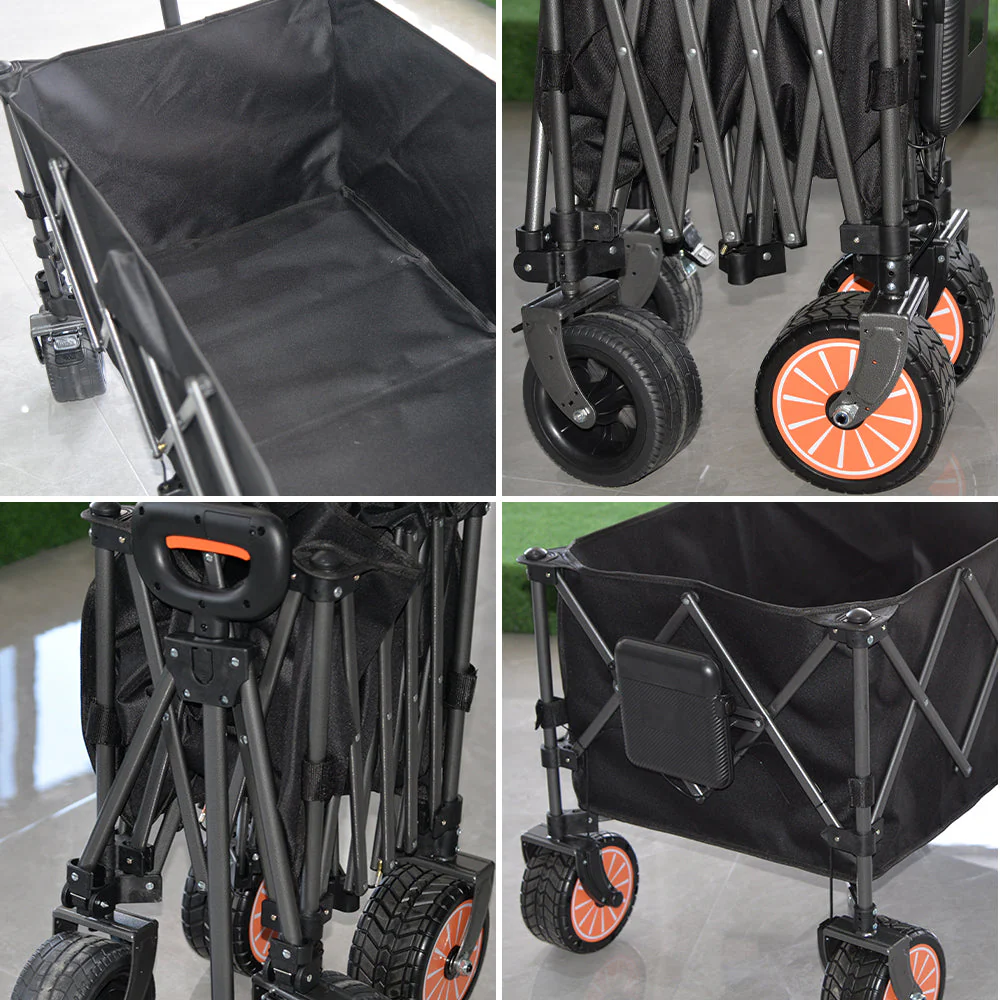 TREKKA ETC002 Electric Folding Camping Cart -180L Large Capacity Outdoor Cart Climbing Camping Equipment Beach Cart Shopping Cart - Black - Image 3