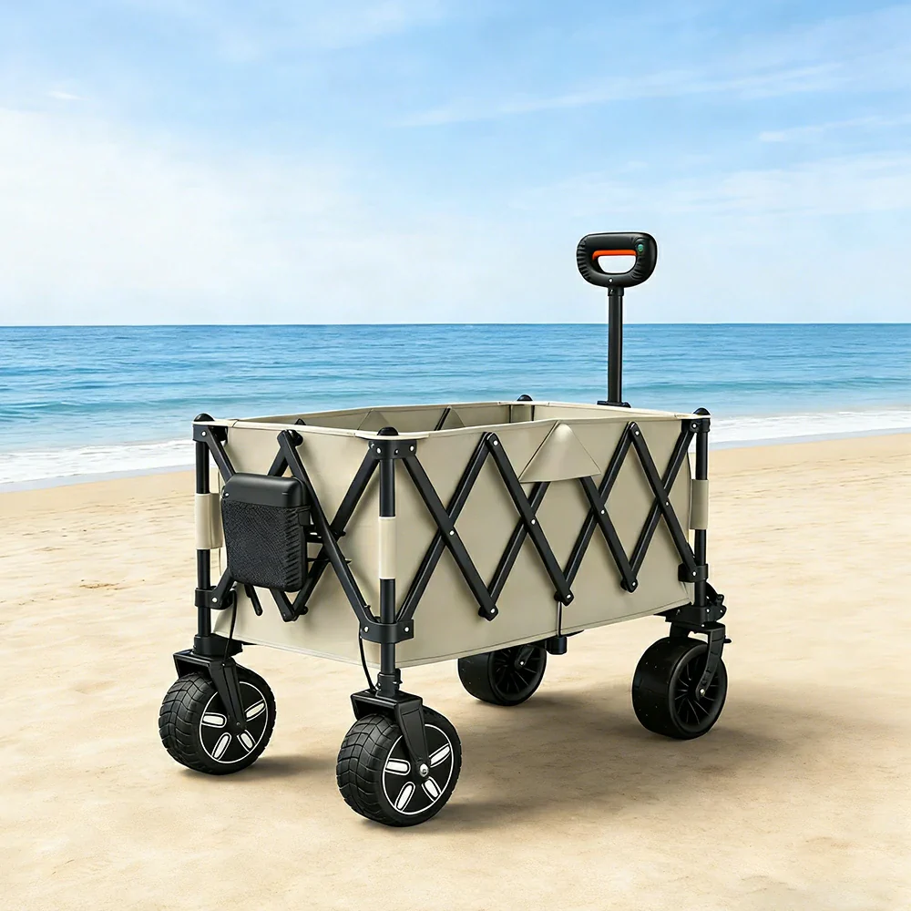 TREKKA ETC002 Electric Folding Camping Cart -180L Large Capacity Outdoor Cart Climbing Camping Equipment Beach Cart Shopping Cart - White - Image 4