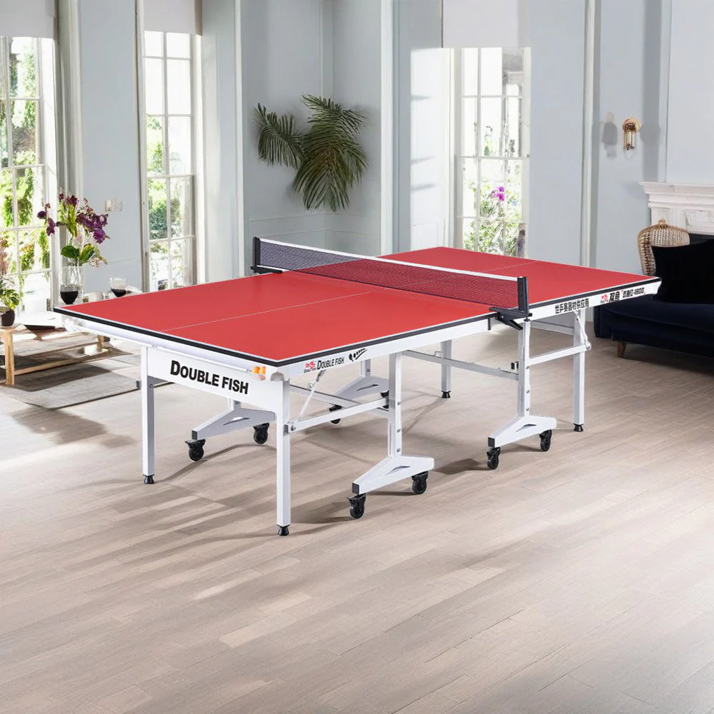 DOUBLE FISH 18MM White&Red Foldable Solo Play Indoor Table Tennis/Ping Pong Tableb - Bats Ball Net ITTF Approve - Image 3