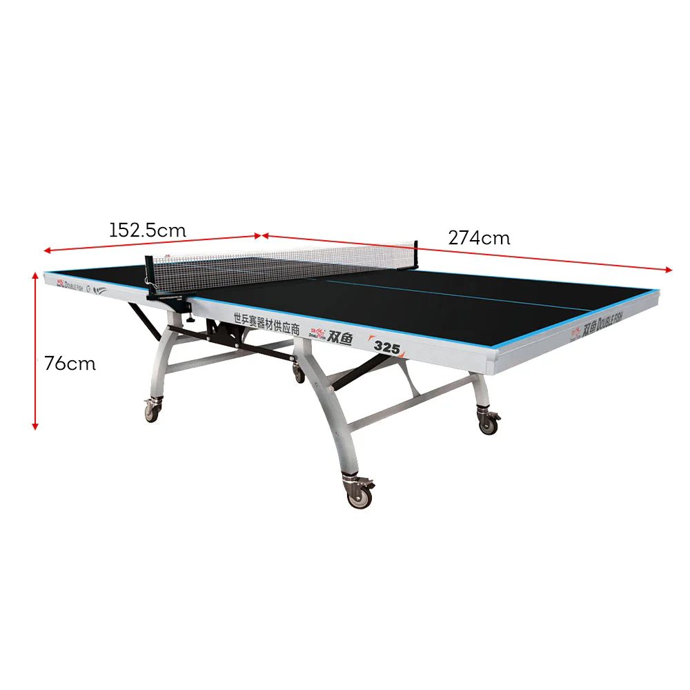 DOUBLE FISH 325 25mm Black Foldable Indoor Table Tennis/Ping Pong Table - Bats Ball Net ITTF Approve - Image 6