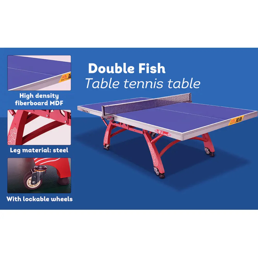 DOUBLE FISH 328A 25mm Blue&red Indoor Tennis/Ping Pong Table - Bats Ball Net ITTF Approve - Image 7