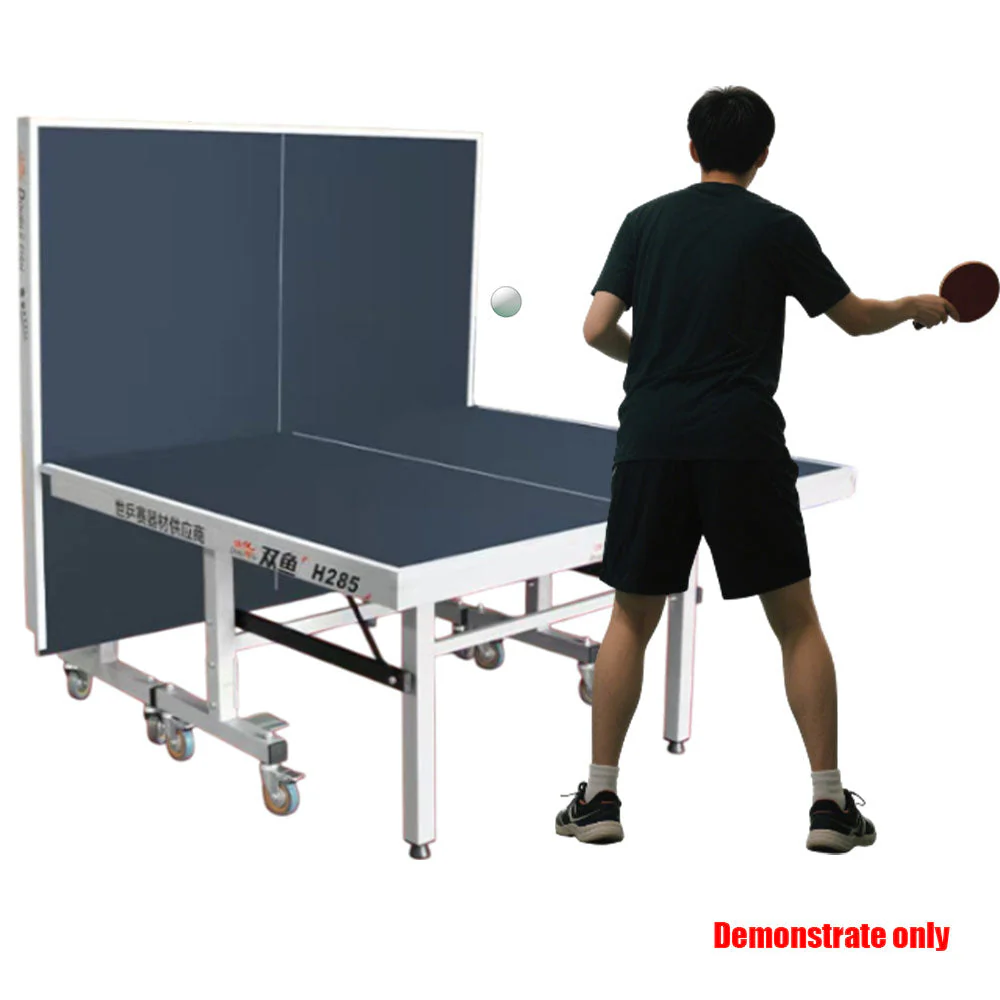 DOUBLE FISH 99-45B 25mm Blue&gray Foldable Solo Play Indoor Table Tennis/Ping Pong Table - Bats Ball Net ITTF Approve - Image 8
