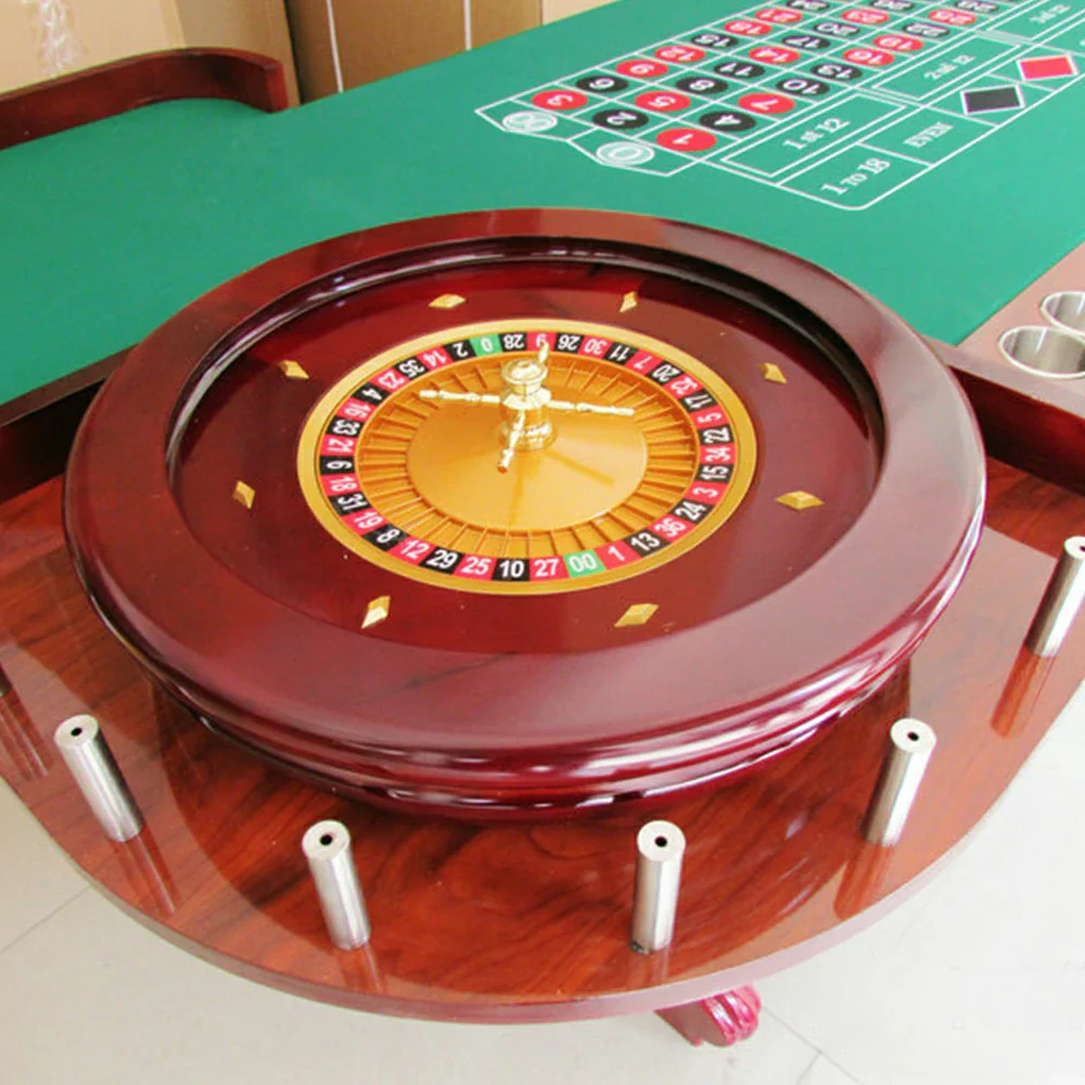 VERSA 240/260cm Length Roulette Table W/ Roulette Wheel Home Game Rooms Private Events - Red&Green - Image 3