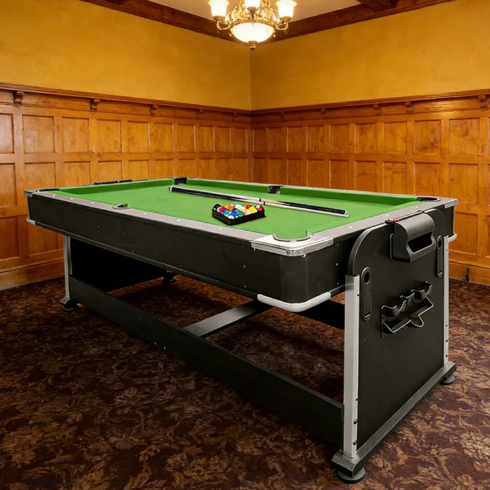 VERSA 4-IN-1 7FT Convertible Table Air Hockey, Pool Billiards, Dining, and Table Tennis for Billiard Game Rooms with Free Accessories - Green Felt - Image 4