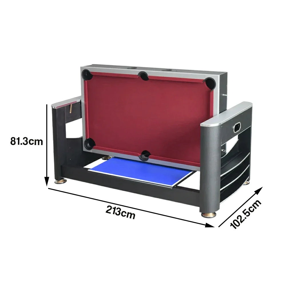 VERSA 7FT MDF 3-IN-1 Pool Table/Table Tennis Table/Air Hockey Black Frame - Image 5