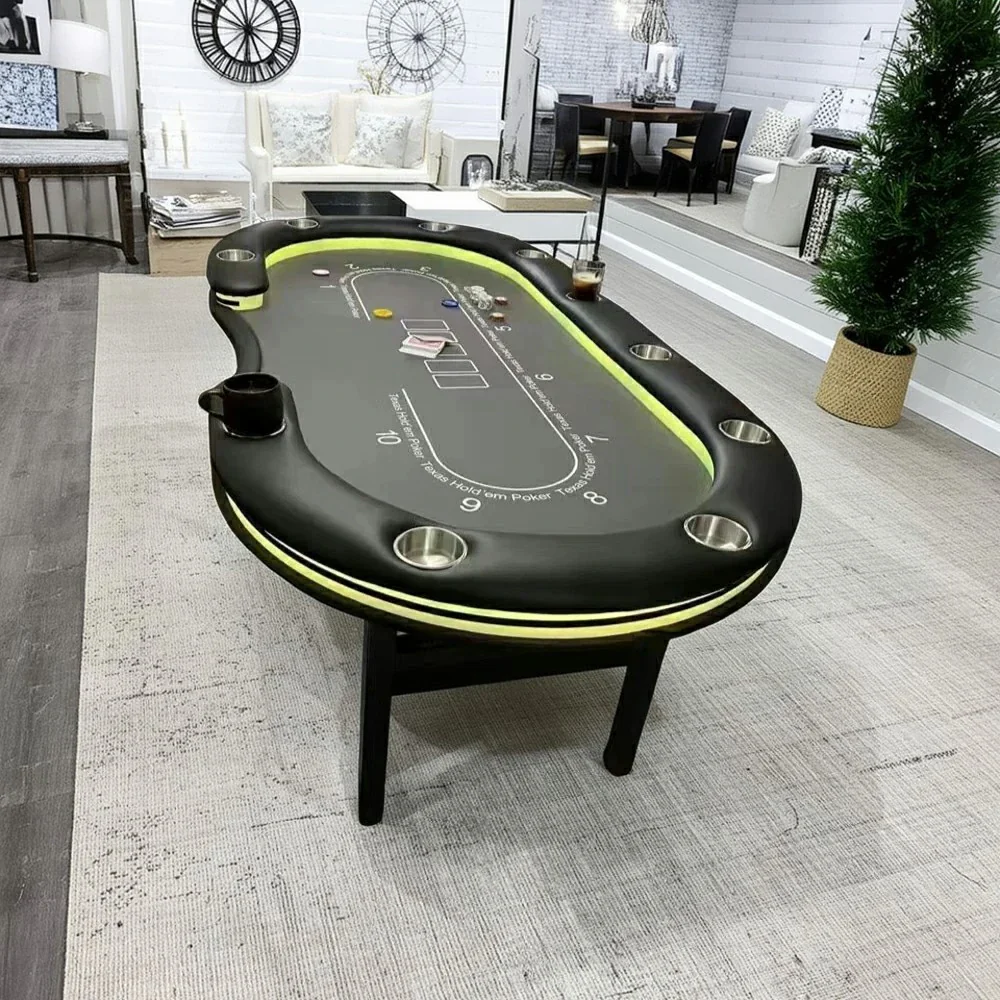 VERSA Foldable Poker Table with LED Lights – 213/240/260cm – Luxury Tournament-Style, Multi-Player Design - Yello&Black - Image 2