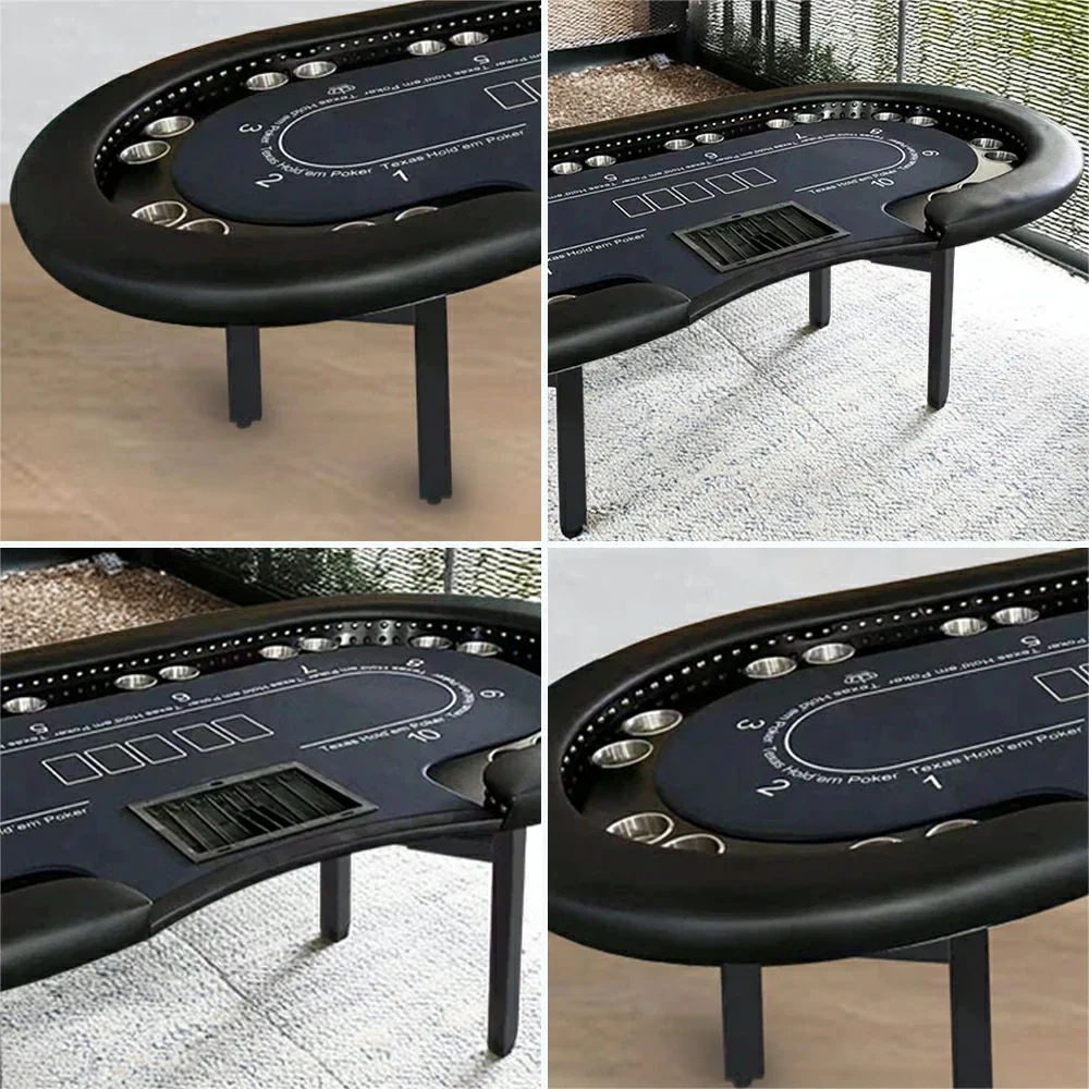 VERSA Foldable Poker Table with LED Lights - 240/260cm - Premium Home Game Edition, Multi-Player Layout - Black - Image 3