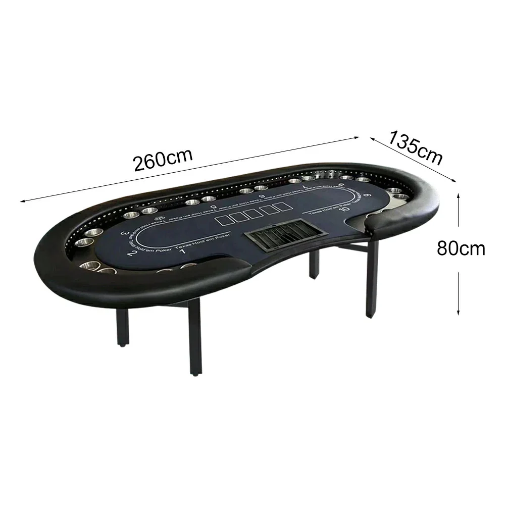VERSA Foldable Poker Table with LED Lights - 240/260cm - Premium Home Game Edition, Multi-Player Layout - Black - Image 6