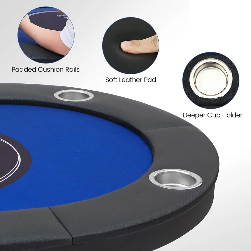 VERSA 6FT MDF Foldable Poker Table 8 Players Gaming Game Room - Image 3