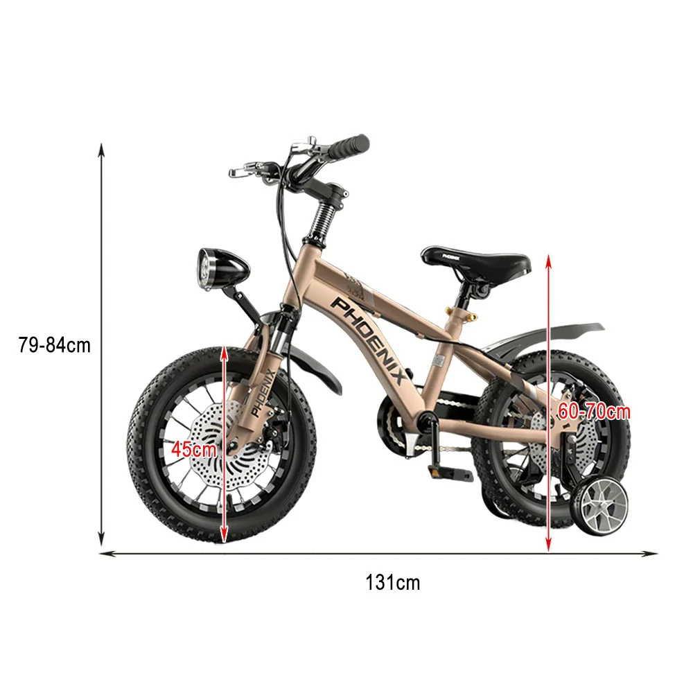 VOLTUS 14/18/22 Inch Children's Bicycle Foot Support & Training Wheels CNC Double-Layer Knife Ring - Golden - Image 13