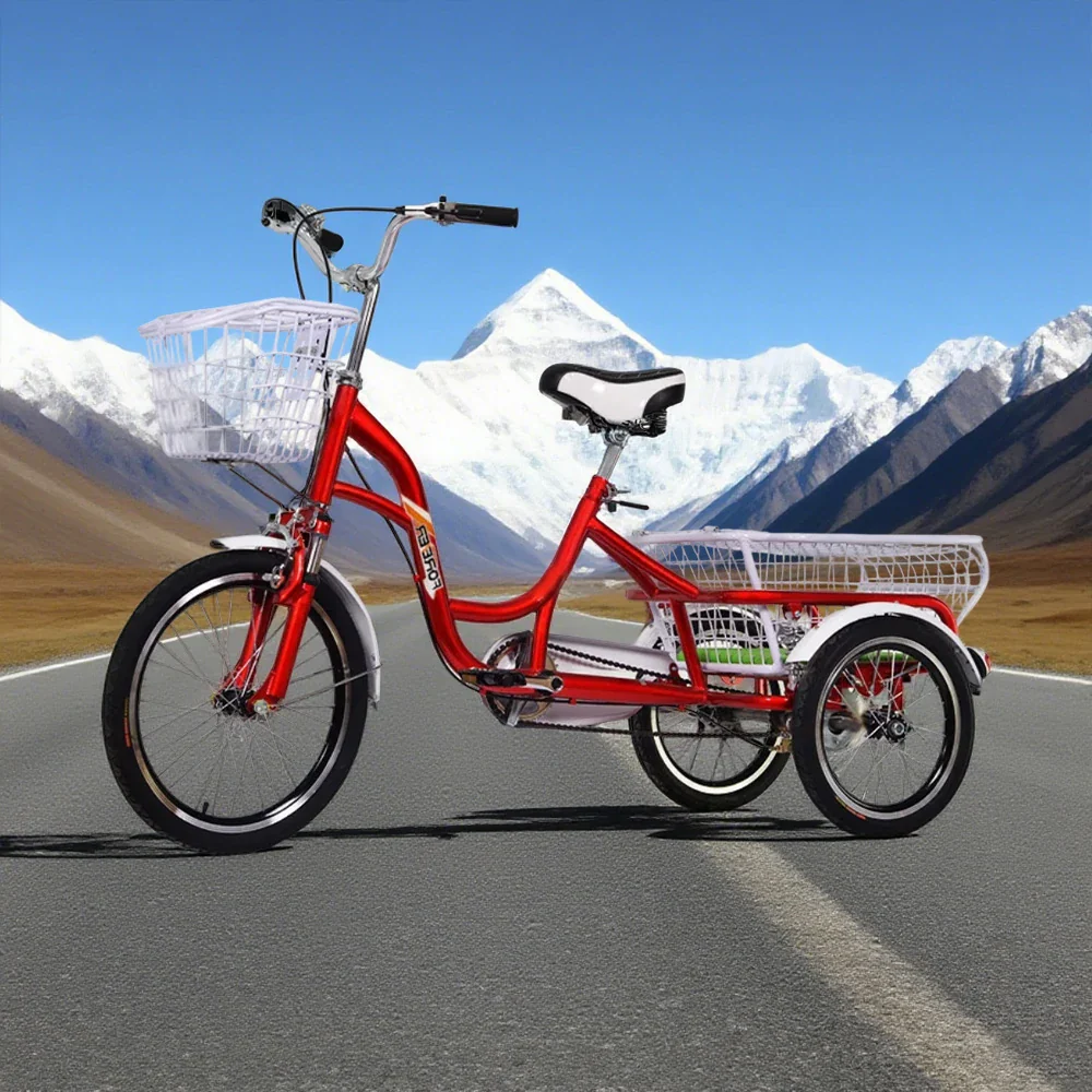 VOLTUS Adult Three Wheel Bicycle Single Speed Upgraded Seat Comfort Tire Reinforcement-Red/Blue/Silvery - Image 2