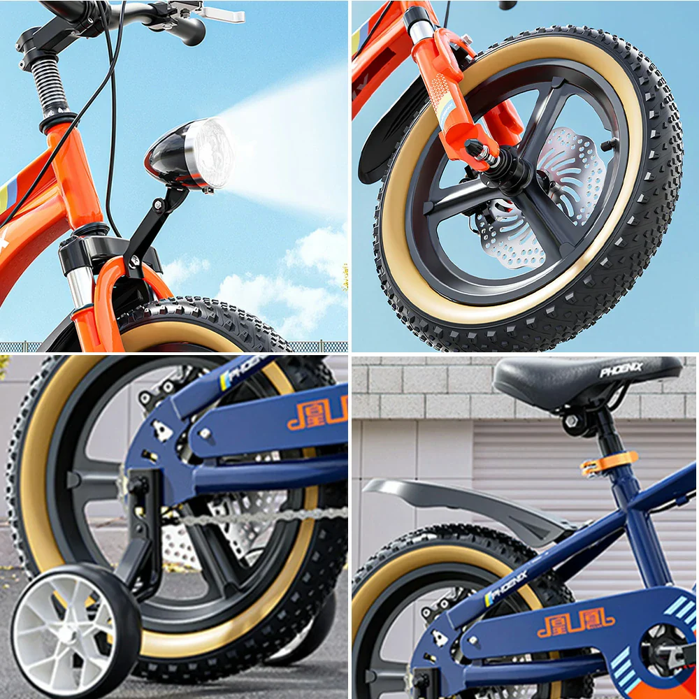 VOLTUS 14/18/22 Inch Children's Bicycle Foot Support & Training Wheels Magnesium Alloy Integrated Wheel - Blue&Orange - Image 10