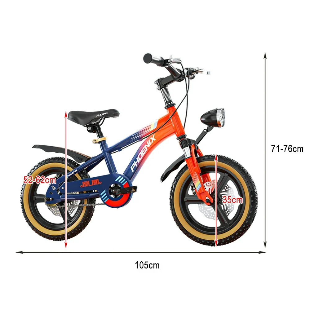 VOLTUS 14/18/22 Inch Children's Bicycle Foot Support & Training Wheels Magnesium Alloy Integrated Wheel - Blue&Orange - Image 5