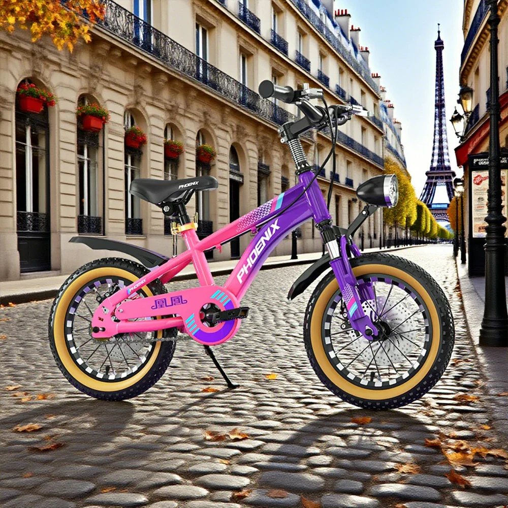 VOLTUS 14/18/22 Inch Children's Bicycle Foot Support & Training Wheels Magnesium Alloy Integrated Wheel CNC Double-Layer Knife Ring - Pink&Purple - Image 11
