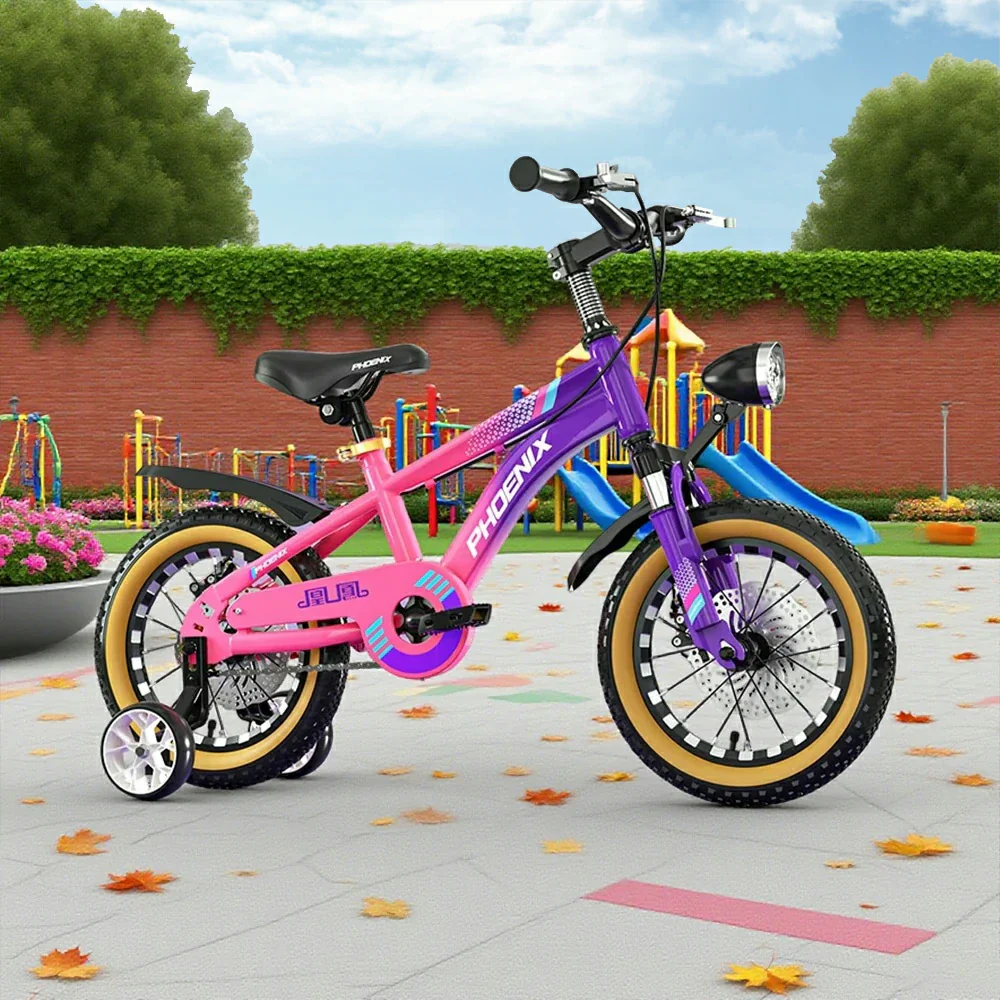 VOLTUS 14/18/22 Inch Children's Bicycle Foot Support & Training Wheels Magnesium Alloy Integrated Wheel CNC Double-Layer Knife Ring - Pink&Purple - Image 4