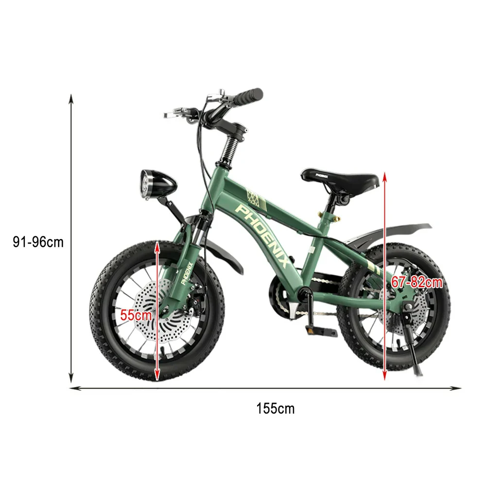 VOLTUS 14/18/22 Inch Children's Bicycle Foot Support & Training Wheels CNC Double-Layer Knife Ring - Green - Image 7