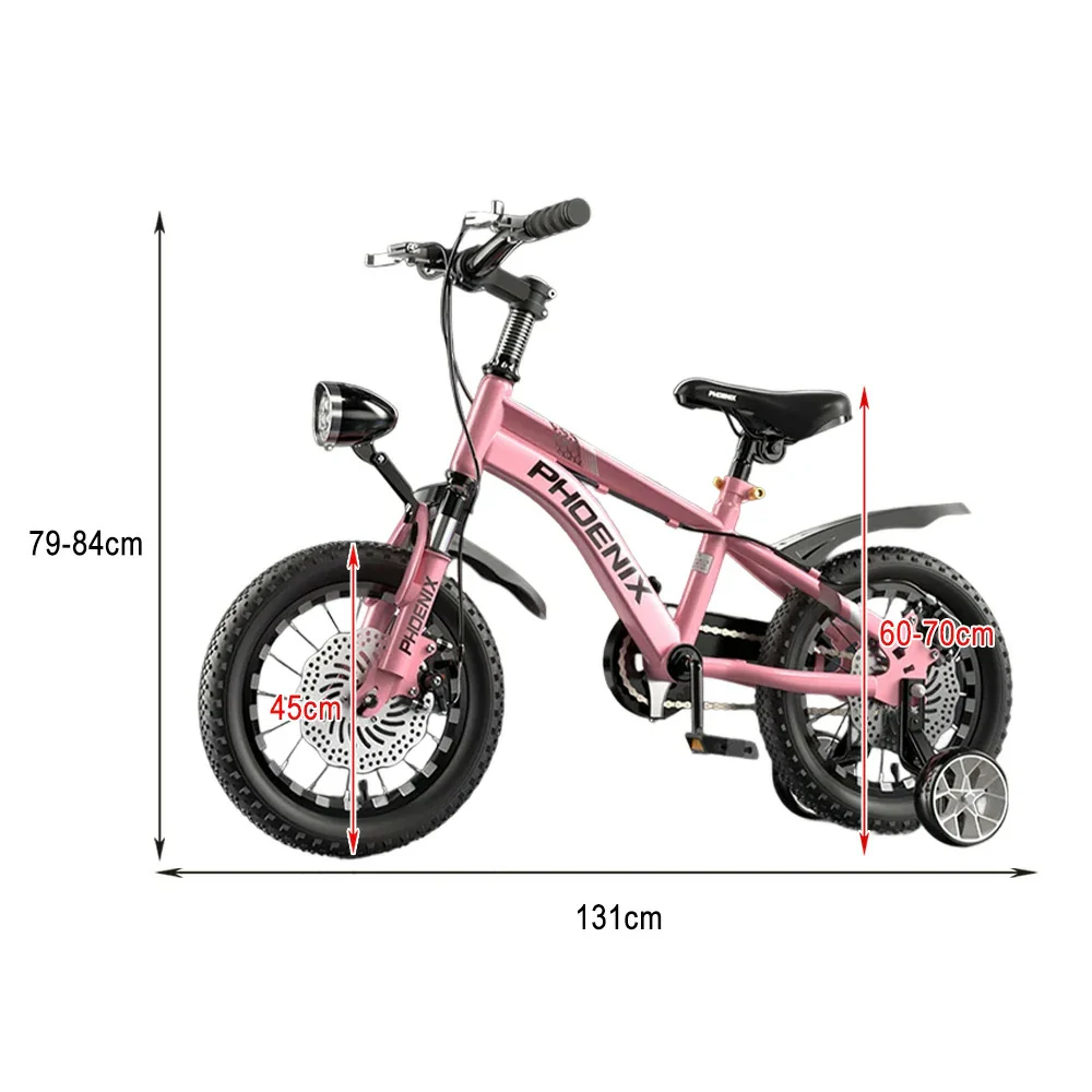 VOLTUS 14/18/22 Inch Children's Bicycle Foot Support & Training Wheels CNC Double-Layer Knife Ring - Pink - Image 13
