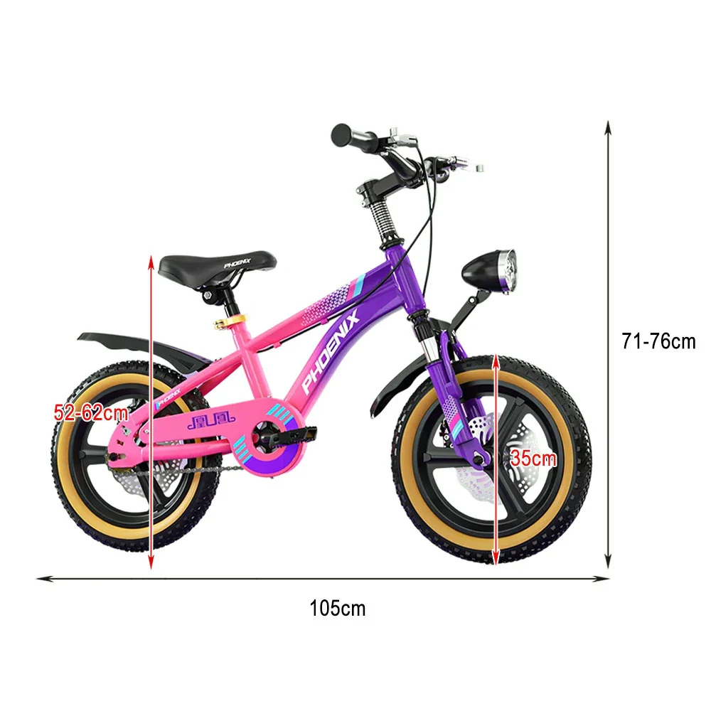 VOLTUS 14/18/22 Inch Children's Bicycle Foot Support & Training Wheels Magnesium Alloy Integrated Wheel - Pink&Purple - Image 5