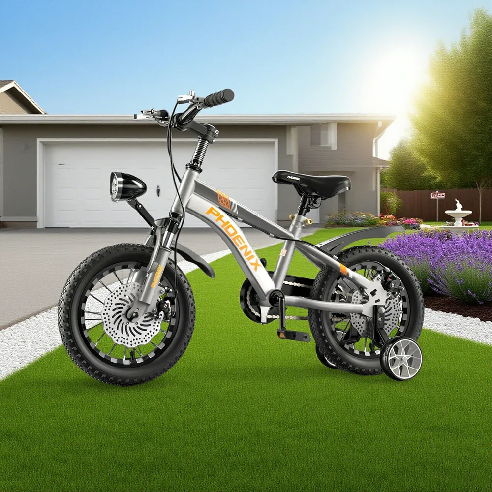 VOLTUS 14/18/22 Inch Children's Bicycle Foot Support & Training Wheels CNC Double-Layer Knife Ring - Silvery - Image 9
