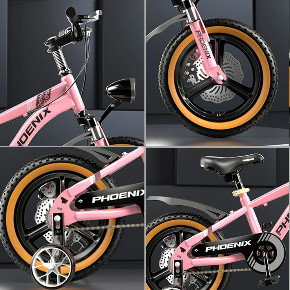 VOLTUS 14/18/22 Inch Children's Bicycle Foot Support & Training Wheels Upgraded Magnesium Alloy Integrated Wheel - Pink - Image 10