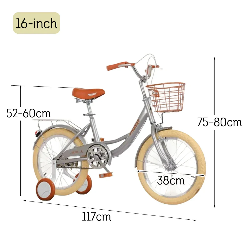 VOLTUS 16/20/22 Kids' Princess Bike - Standard & Training Wheel Options, Comfortable Seat, Safety Design - Silver - Image 12