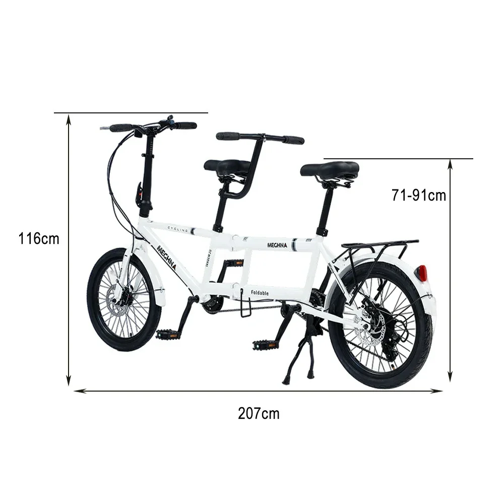 VOLTUS 2-Person Folding Bicycle 20 Inch Variable Speed - Black/Orange/White - Image 18