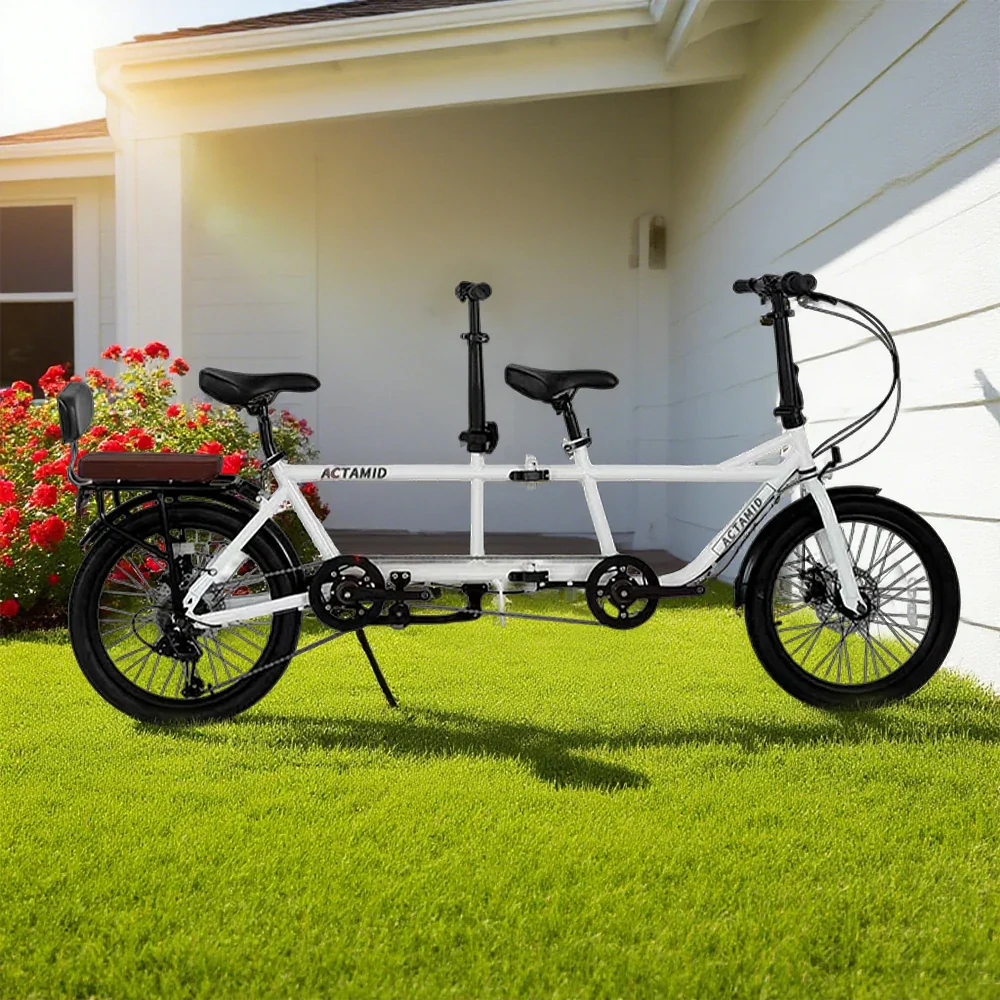 VOLTUS 20 Inch Double Folding Bicycle - 3 Fold with Upgraded Shock-Absorbing Seat & Rear Tailstock-White - Image 2