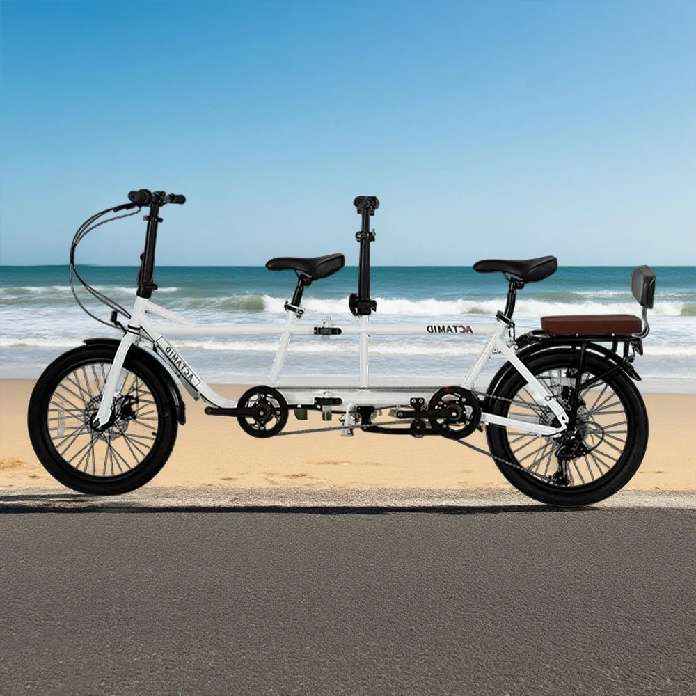 VOLTUS 20 Inch Double Folding Bicycle - 3 Fold with Upgraded Shock-Absorbing Seat & Rear Tailstock-White - Image 4
