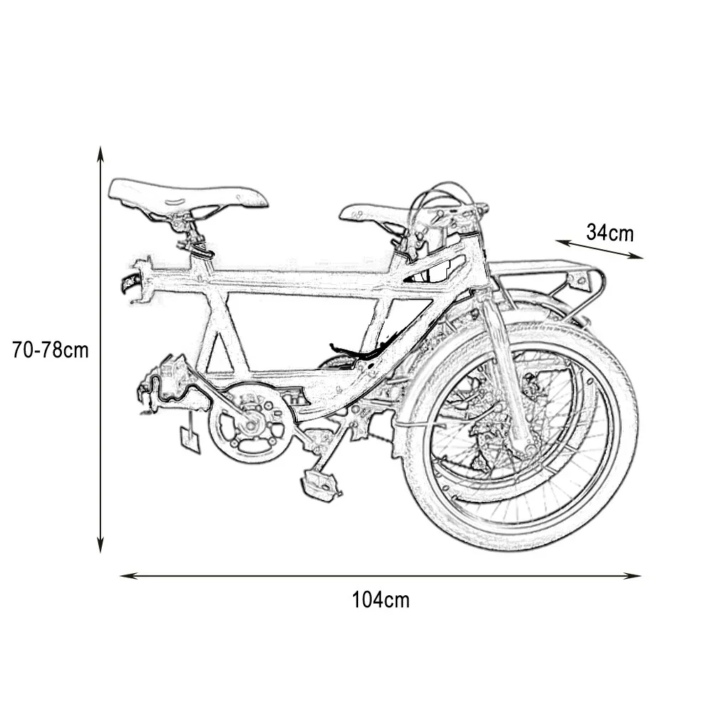 VOLTUS 20 Inch Double Folding Bicycle - 3 Fold with Upgraded Shock-Absorbing Seat & Rear Tailstock-White - Image 5