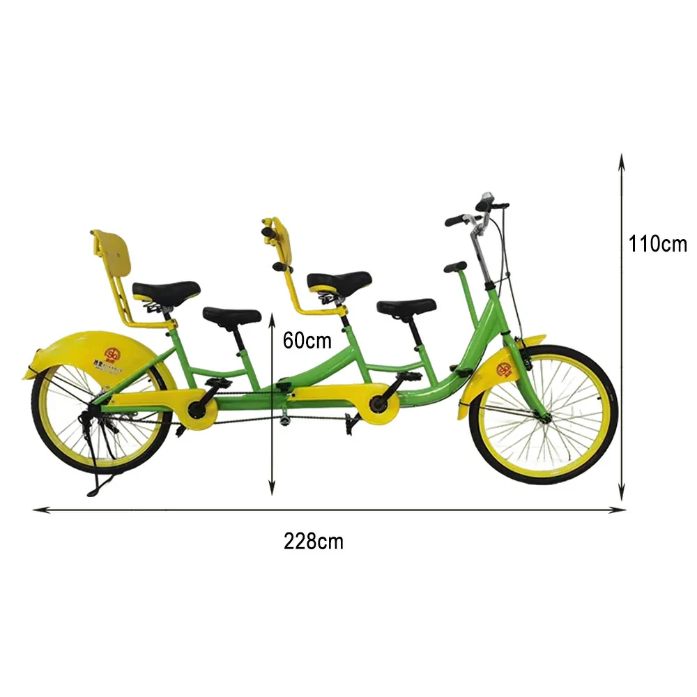 VOLTUS 3-Seater/4-Seater Three Person Bicycle Sightseeing Bike-Blue/Red/Green - Image 20