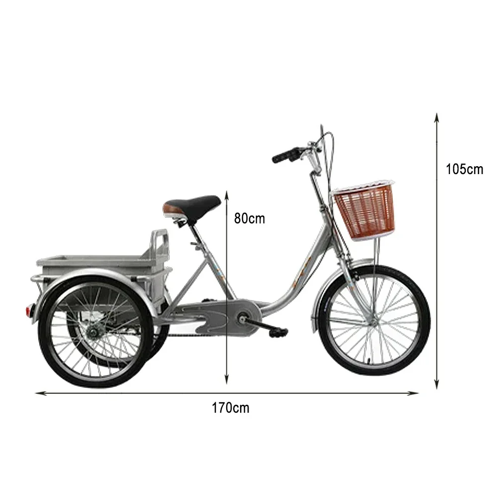 VOLTUS Adult Three Wheel Bicycle Regular Front Fork Comfortable Red/Silver - Image 10