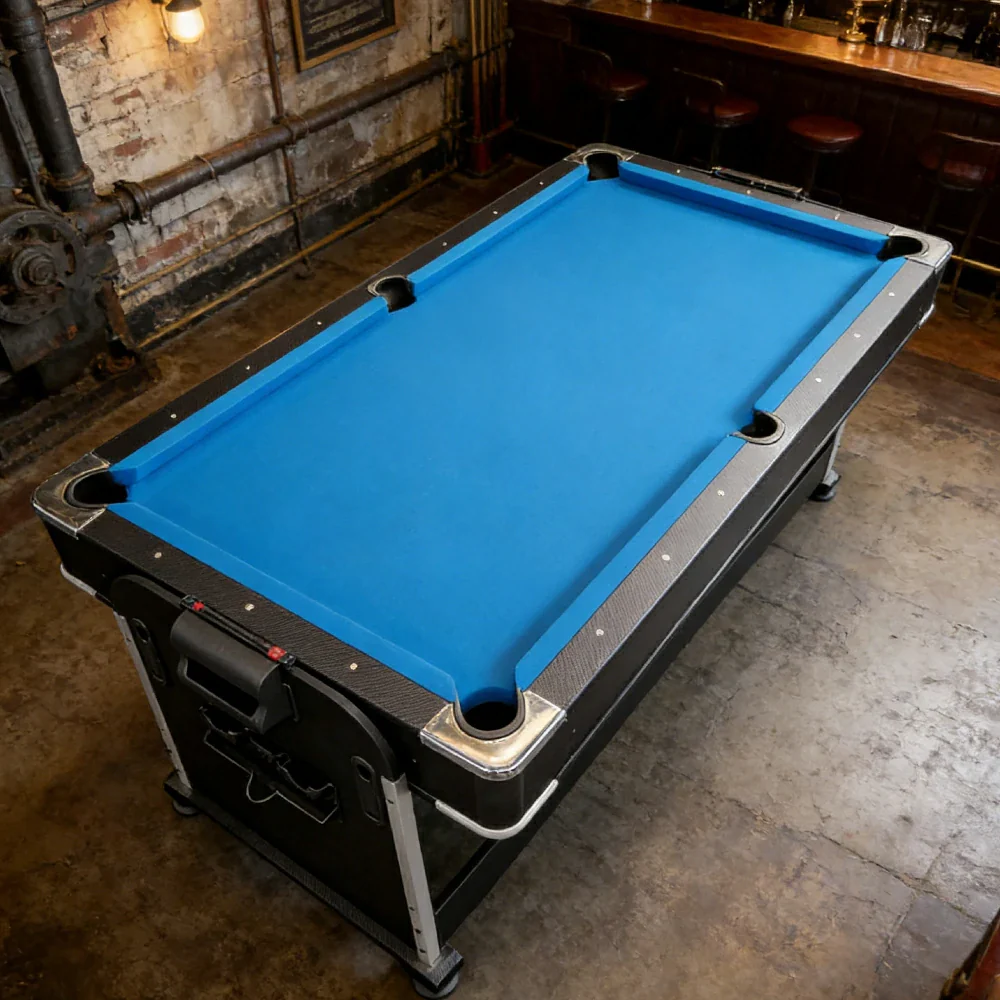 VERSA 4-IN-1 8FT Convertible Table Air Hockey, Pool Billiards, Dining, and Table Tennis for Billiard Game Rooms with Free Accessories - Blue Felt - Image 4