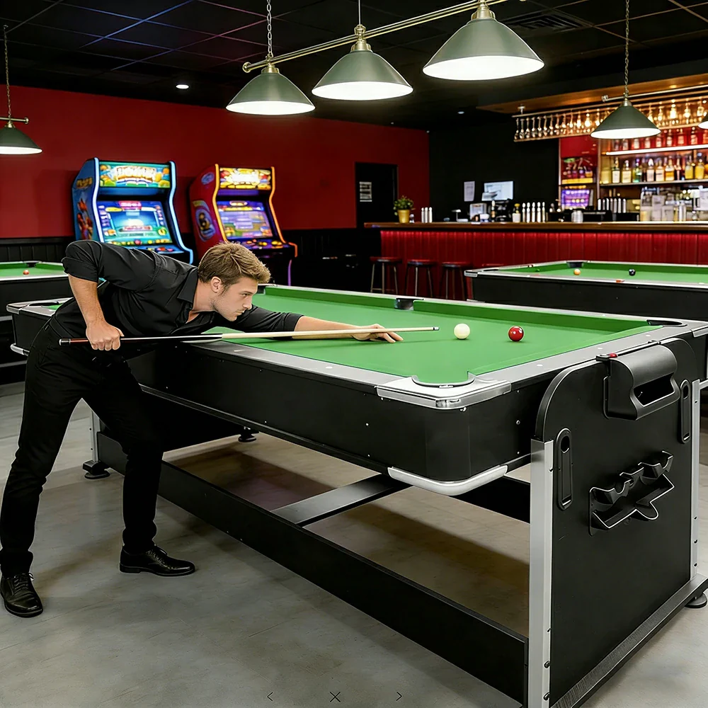 VERSA 4-IN-1 8FT Convertible Table Air Hockey, Pool Billiards, Dining, and Table Tennis for Billiard Game Rooms with Free Accessories - Green - Image 15