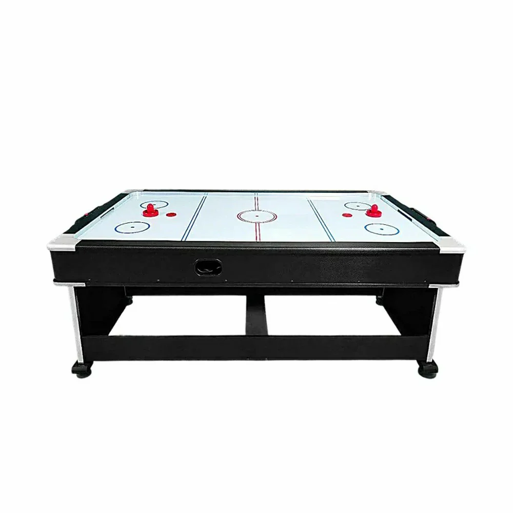 VERSA 4-IN-1 6FT Convertible Game Table - Air Hockey, Pool, Table Tennis & Dining, Space-Saving Black Frame, Free Accessories - Red Felt - Image 12