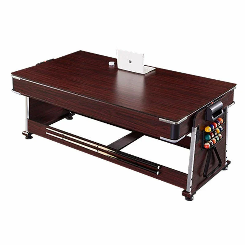 VERSA 4-IN-1 7/8FT Convertible Table with Brown Frame for Air Hockey, Pool Billiards, Dining, and Table Tennis with Free Accessories - Red Felt - Image 7