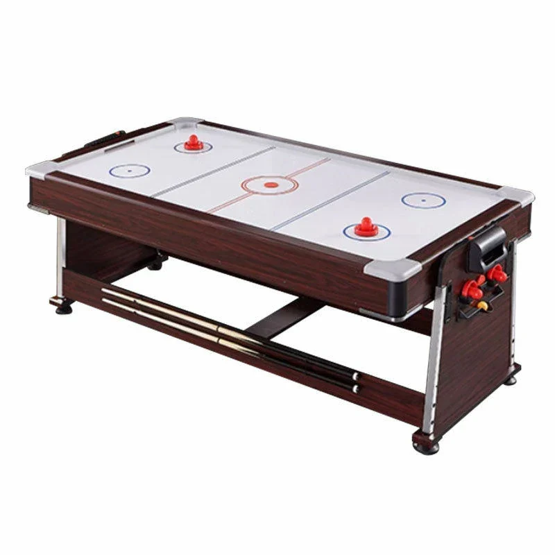 VERSA 4-IN-1 7/8FT Convertible Table with Brown Frame for Air Hockey, Pool Billiards, Dining, and Table Tennis with Free Accessories - Red Felt - Image 9