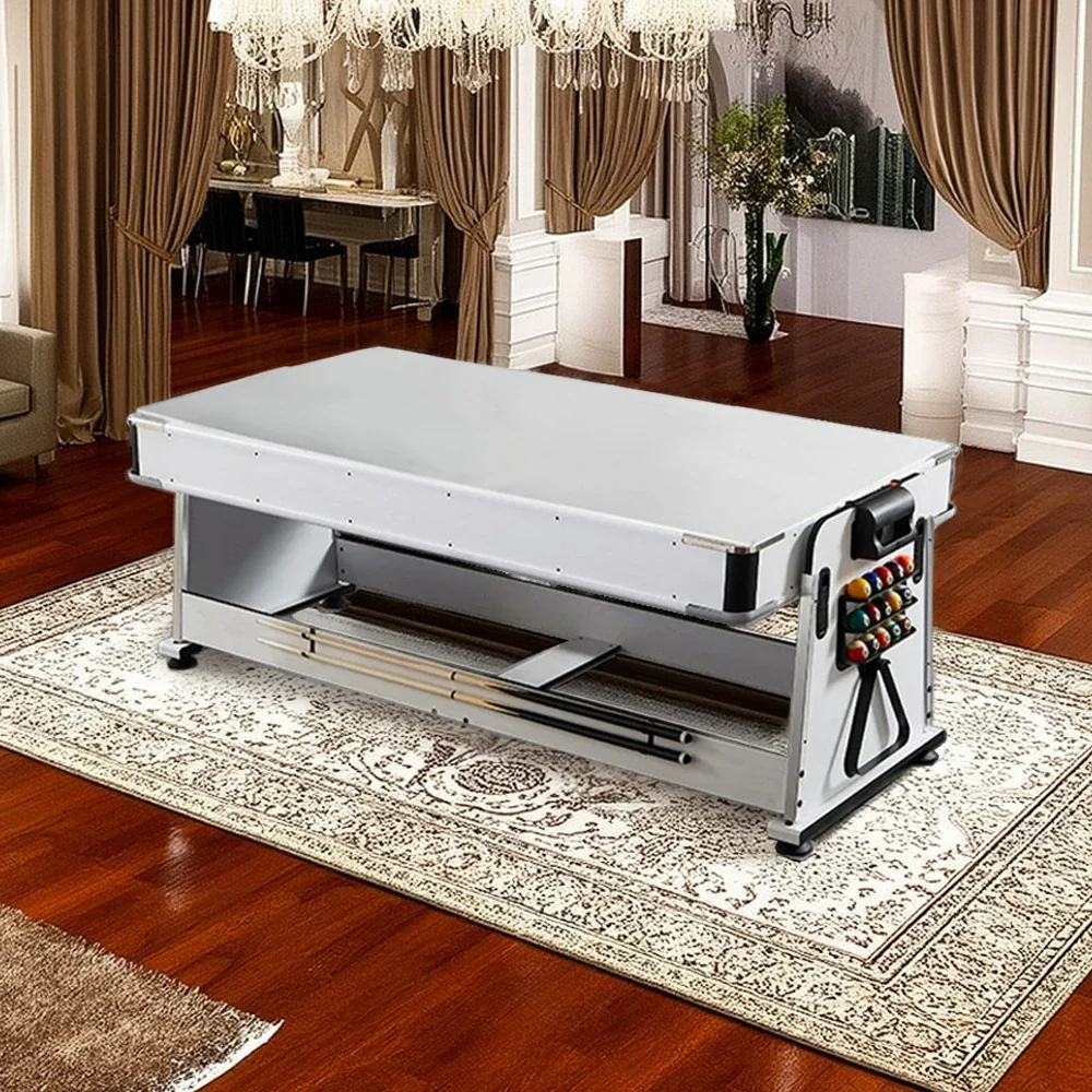 VERSA NEW 2026 UPGRADE MODEL 4-IN-1 7/8FT Convertible Table with White Frame for Air Hockey, Pool Billiards, Dining, and Table Tennis with Free Accessories - Black Felt - Image 9