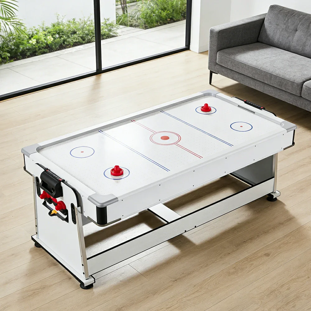 VERSA NEW 2026 UPGRADE MODEL 4-IN-1 6FT Convertible Game Table – Air Hockey, Pool, Table Tennis & Dining, Space-Saving White Frame, Free Accessories - Blue Felt - Image 13