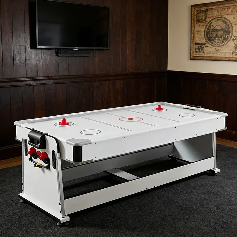 VERSA NEW 2026 UPGRADE MODEL 4-IN-1 6FT Convertible Game Table – Air Hockey, Pool, Table Tennis & Dining, Space-Saving White Frame, Free Accessories - Blue Felt - Image 14