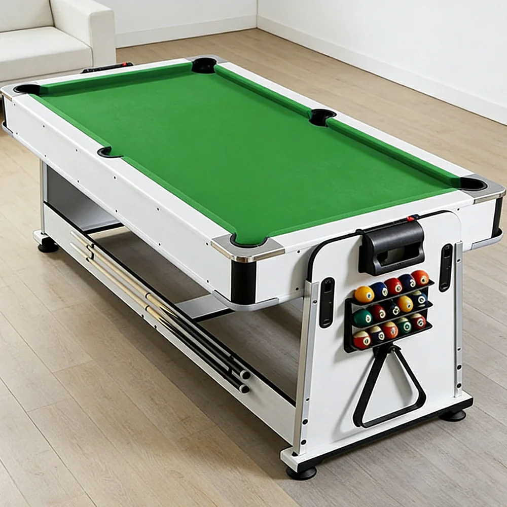 VERSA NEW 2026 UPGRADE MODEL 4-IN-1 6FT Convertible Game Table – Air Hockey, Pool, Table Tennis & Dining, Space-Saving White Frame, Free Accessories - Green Felt - Image 3