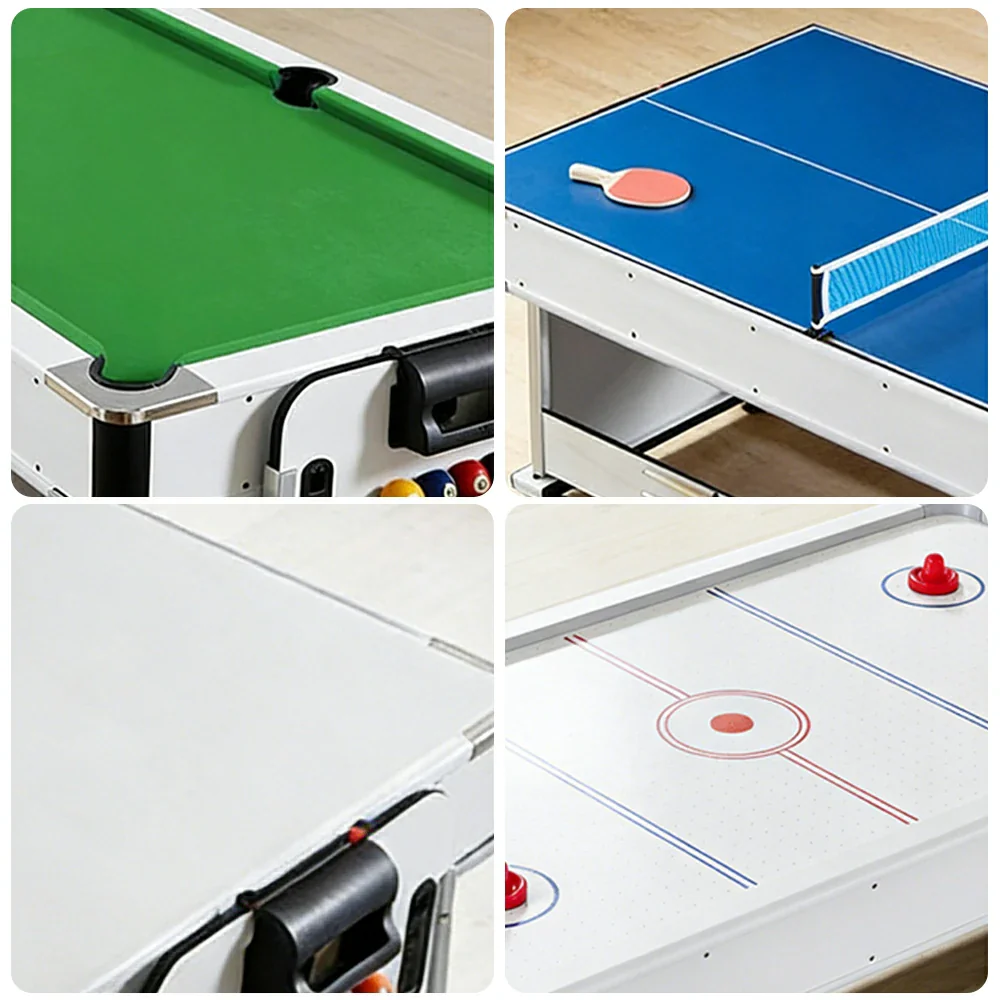 VERSA NEW 2026 UPGRADE MODEL 4-IN-1 6FT Convertible Game Table – Air Hockey, Pool, Table Tennis & Dining, Space-Saving White Frame, Free Accessories - Green Felt - Image 4