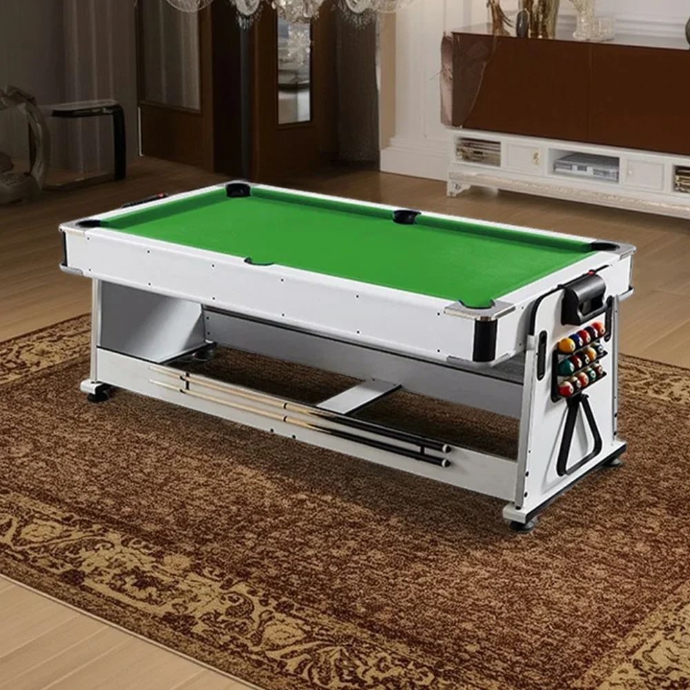 VERSA NEW 2026 UPGRADE MODEL 4-IN-1 7/8FT Convertible Table with White Frame for Air Hockey, Pool Billiards, Dining, and Table Tennis with Free Accessories - Green Felt - Image 5