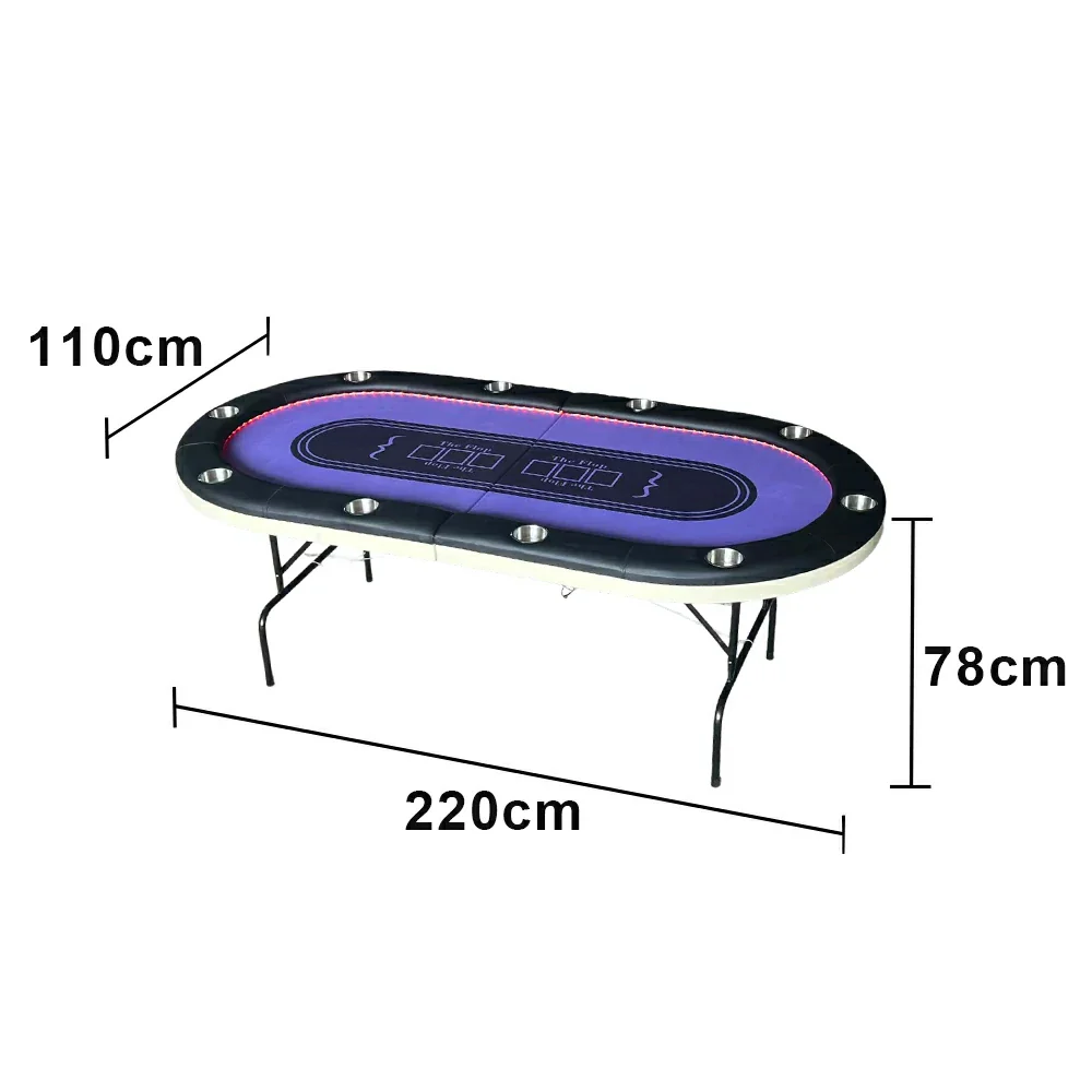 VERSA PK018 7FT LED-Lit Foldable Poker Table with Cup Holders - Seats 10 Players - Image 6