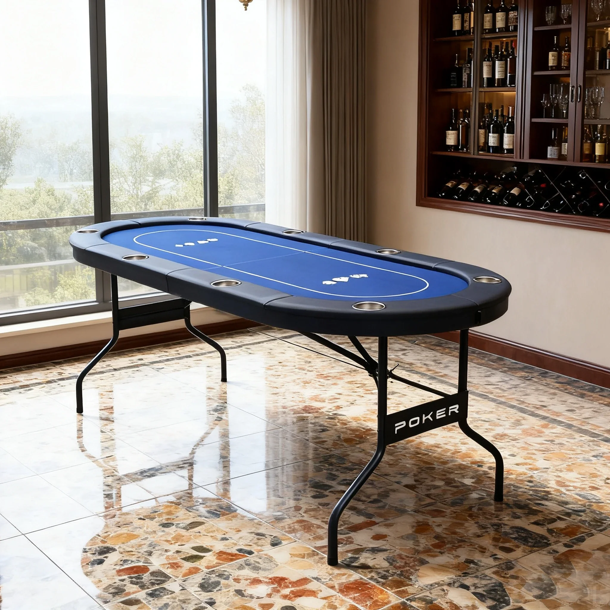 VERSA 3-in-1 Foldable Poker Table - 182cm - Sturdy MDF+Metal Frame, Portable Design with Multi-Game Layout, Premium Casino Style for Home Entertainment - Image 5